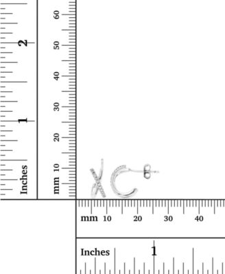 Cubic Zirconia Crossover Extra Small Huggie Hoop Earrings, 0.43"