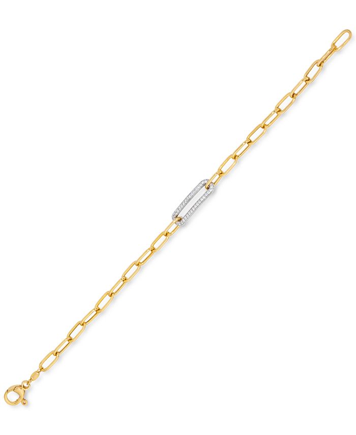 Macy's Diamond Bar Paperclip Link Chain Bracelet (1/5 ct. t.w.) in