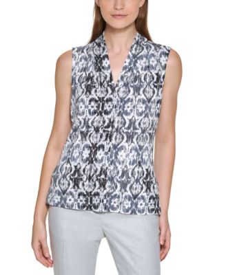Calvin Klein - Geometric Print V-Neck Sleeveless Top