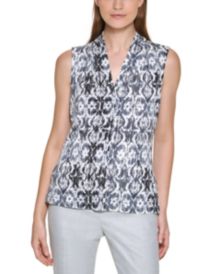 Geometric Print V-Neck Sleeveless Top