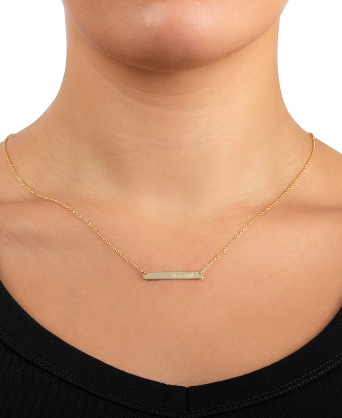 Giani Bernini - "Blessed" Bar Pendant Necklace in 18k Gold-Plated Sterling Silver, 16" + 2" extender