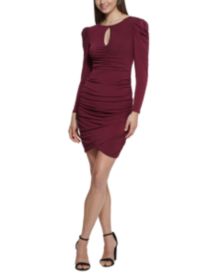 Ruched Puff-Sleeve Sheath Dress 