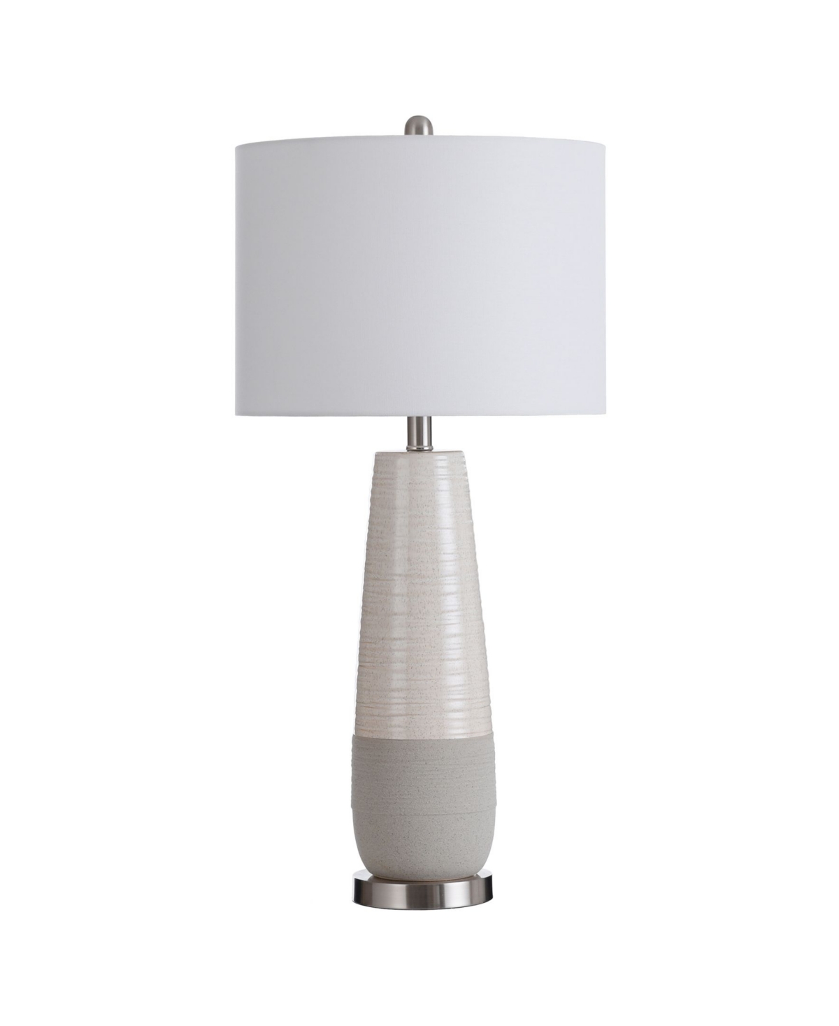 Stylecraft Slightly Tapered 2 Tone Round Ceramic Lamp In White