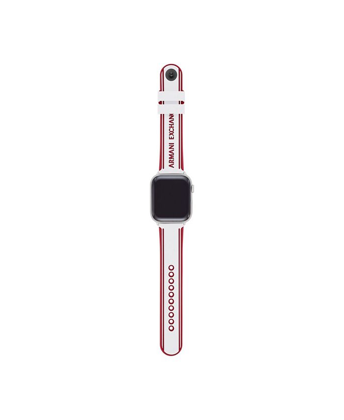 AX Armani Exchange Men's Red and White Silicone Band for Apple Watch