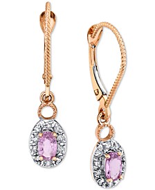 Pink Sapphire (3/4 ct. t.w.) & Diamond (1/5 ct. t.w.) Halo Drop Earrings in 14k Rose Gold