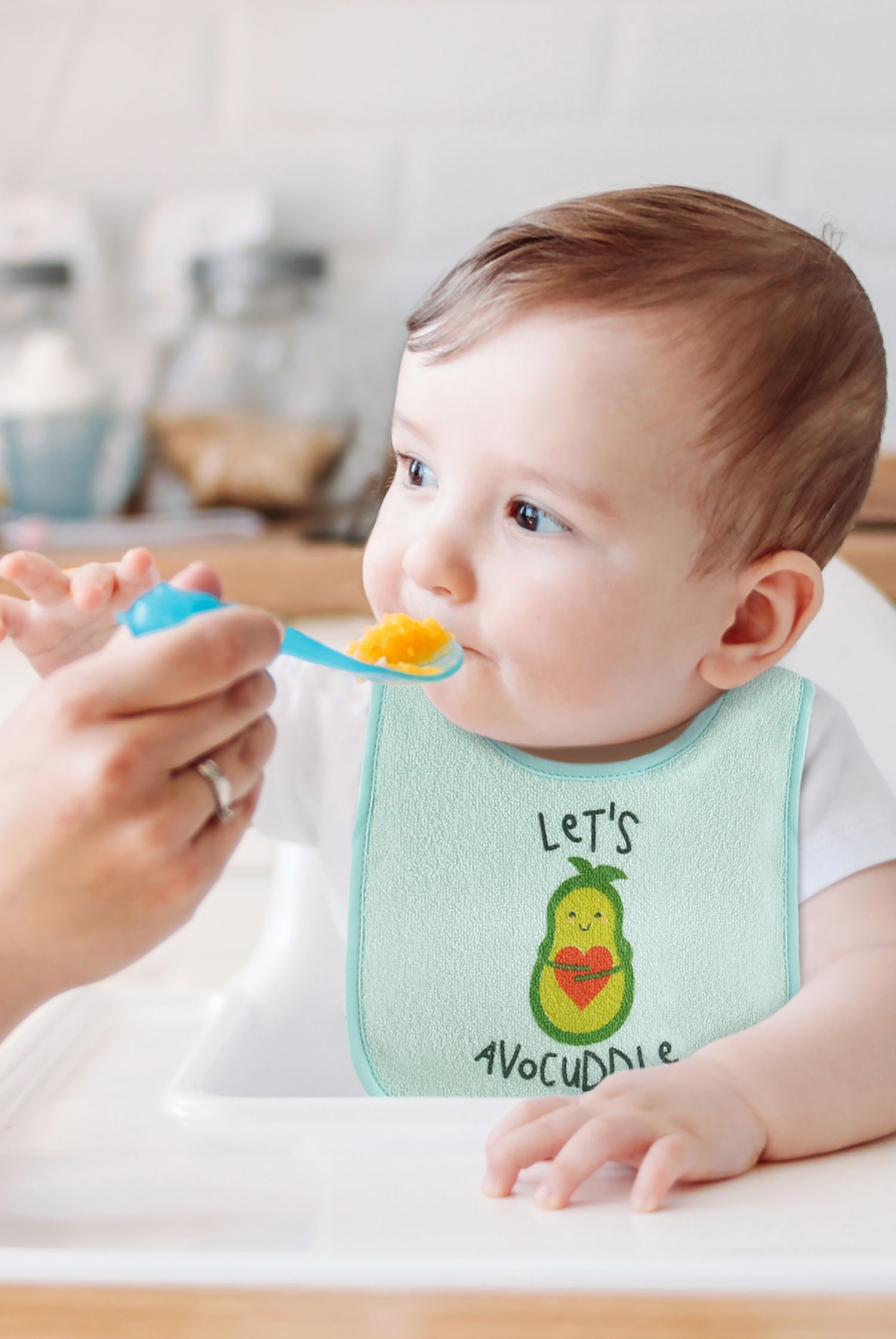 Cotton Baby Bibs for Girls or Boys, 8 Pack, Green, Blue, Yellow