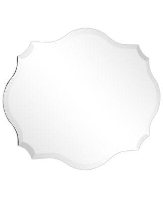 Frameless Beveled Oblong Scalloped Wall Mirror, 32" x 24" x 0.39"