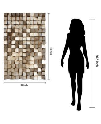 'Textured 1' Metallic Handed Painted Rugged Wooden Blocks Wall Sculpture - 48" x 30"