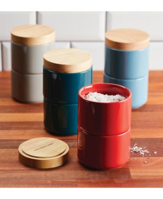 Ceramic Stacking Spice Box Set with Lid, 2-Piece