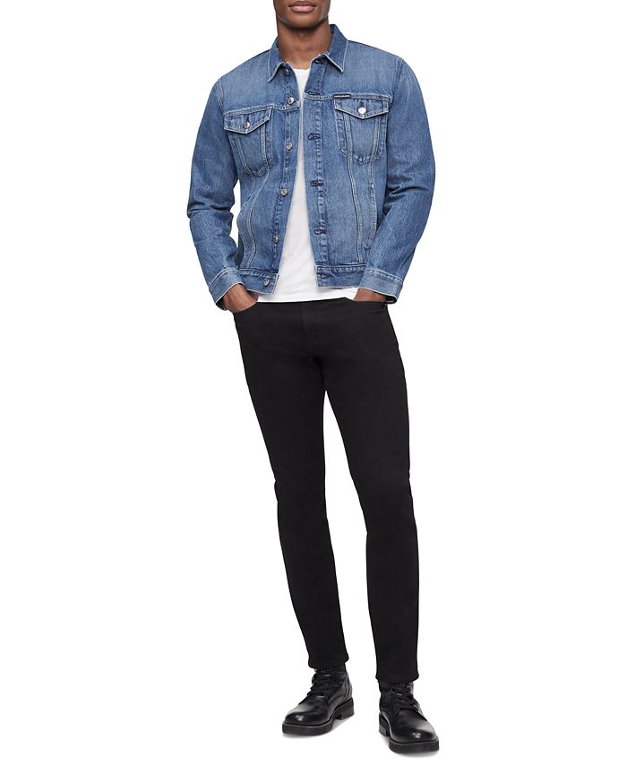 Calvin Klein Men's Stretch Essential Denim Trucker Jacket & Reviews - Coats  & Jackets - Men - Macy's