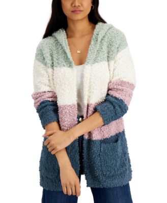 plush hooded cardigan