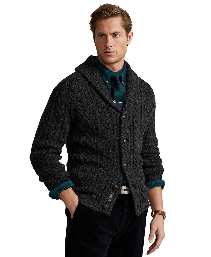 POLO RALPH LAUREN CABLE-KNIT WOOL-CASHMERE CARDIGAN