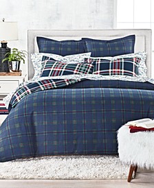 Holiday Flannel Navy Plaid Duvet Cover, Created For Macy's