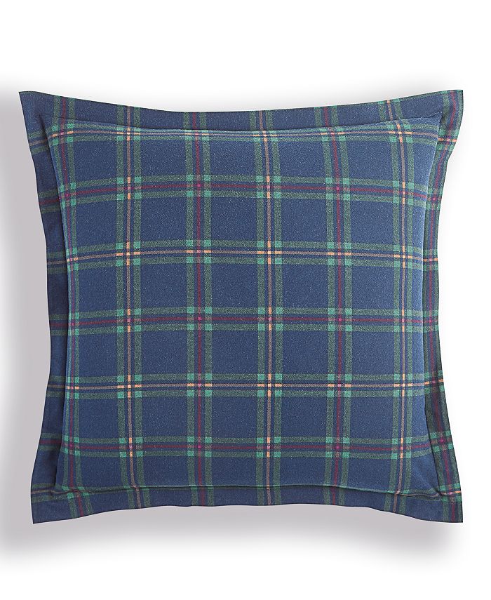 Martha Stewart Collection Holiday Flannel Navy Plaid Sham, European