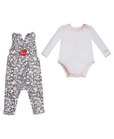 Baby Girls Organic Stretch Jersey Overall and Bodysuit, 2 Piece Set