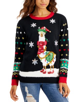 Iot Juniors' Holiday Llama Sweater 
