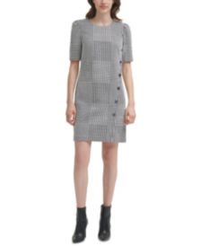 Short-Sleeve Plaid Shift Dress