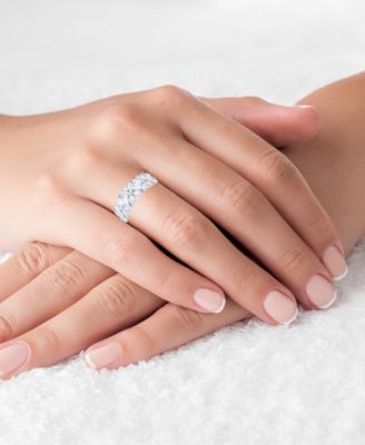 Multi Cut Cubic Zirconia Eternity Band in Rhodium Plated Sterling Silver