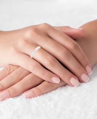 White Cubic Zirconia Eternity Band in 14k Yellow Gold Plated Sterling Silver