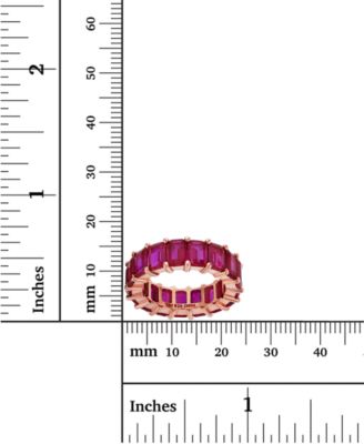 Red Emerald Cut Cubic Zirconia Eternity Band in 14k Rose Gold Plated Sterling Silver