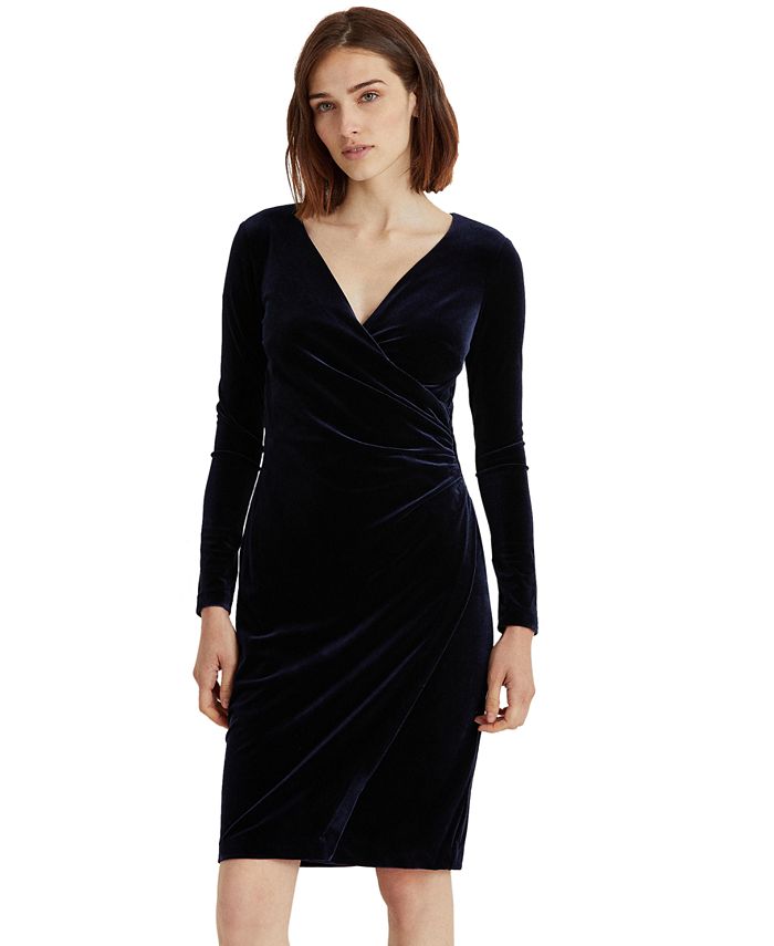 Lauren Ralph Lauren Velvet Surplice Dress - Macy's