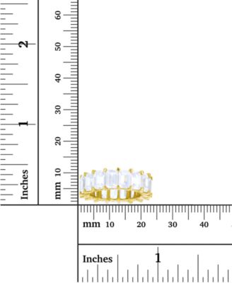 White Emerald Cut Cubic Zirconia Eternity Band in 14k Yellow Gold Plated Sterling Silver