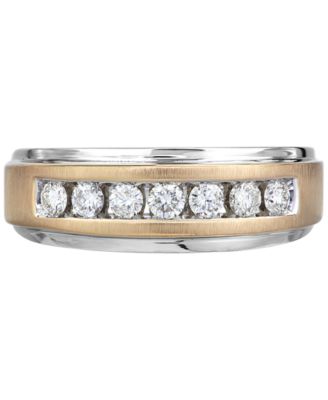 Men's Diamond 7-Stone Wedding Band (1/2 ct. t.w.) in 10k Gold & White Gold