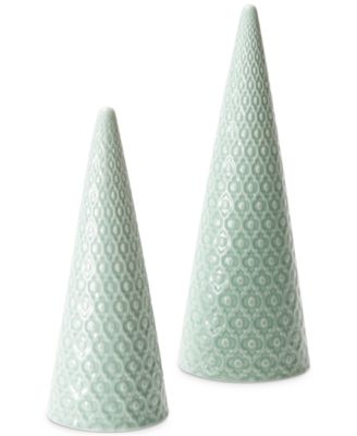 Martha Stewart Collection - Birds & Berries Porcelain Green Trees, Set of 2