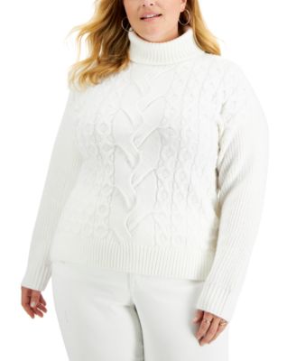 plus size cable knit turtleneck sweater