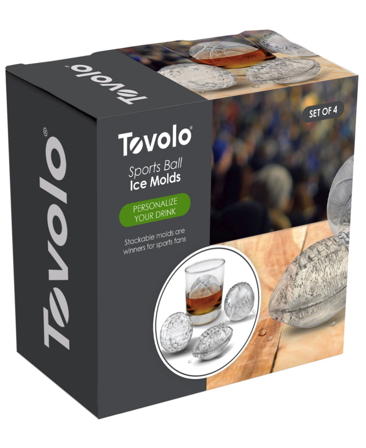 Shop Tovolo Leak-free Sports Ice Molds, Set Of 4 In Charcoal