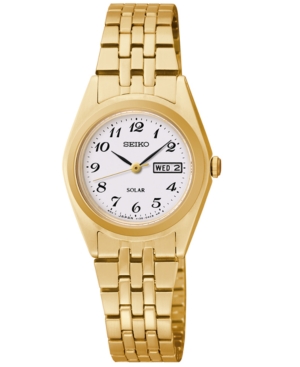 image of Seiko Women-s Solar Gold-Tone Stainless Steel Bracelet Watch 25mm SUT118