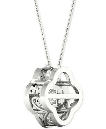 Twinkling Diamond Star - Diamond Interlocking Oval 18" Pendant Necklace (1/4 ct. t.w.) in 10k White Gold