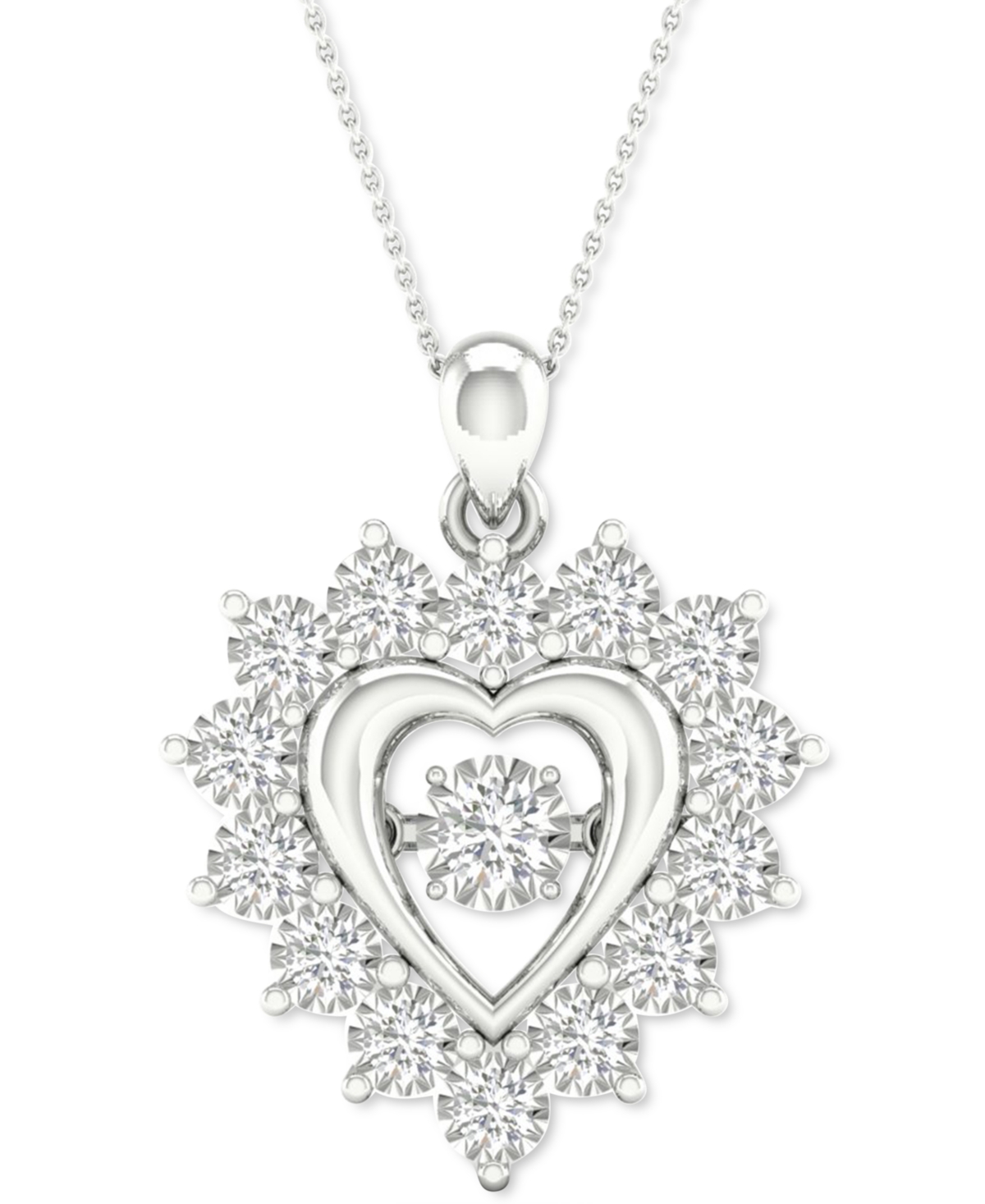 Diamond Heart 18" Pendant Necklace (1/2 ct. t.w.) in 10k White Gold - White Gold