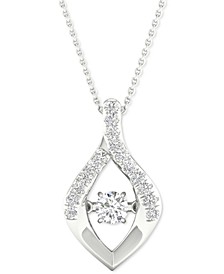 Diamond Wishbone 18" Pendant Necklace (1/4 ct. t.w.) in 10k White Gold