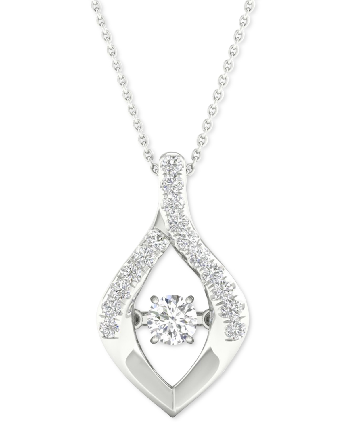 Diamond Wishbone 18" Pendant Necklace (1/4 ct. t.w.) in 10k White Gold - White Gold