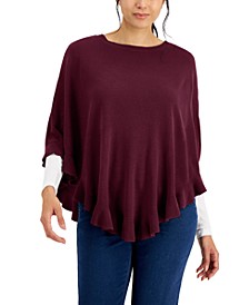Cotton Luxsoft Ruffled Poncho Sweater, Created for Macy's