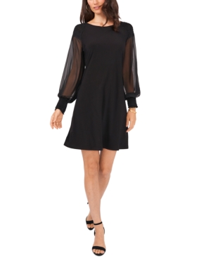 Msk Petite Clip-dot-sleeve Sheath Dress In Black