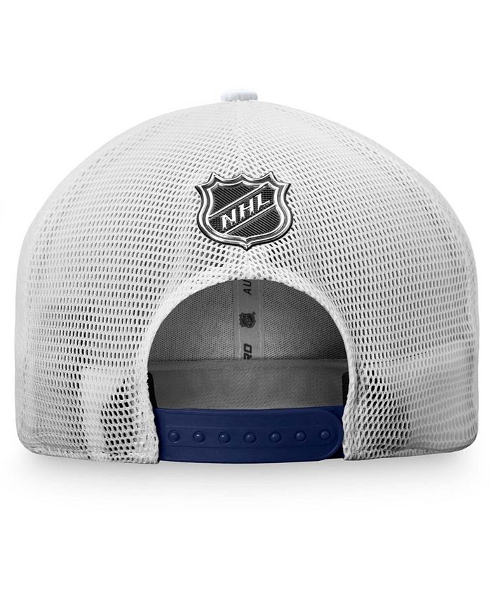 Fanatics - Men's White/Navy Columbus Blue Jackets 2021 NHL Draft Authentic Pro On Stage Trucker Snapback Hat
