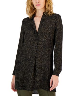 Anne Klein - Women's Pebble Dot Split-Neck Tunic