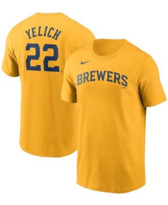 Men's Christian Yelich Gold Milwaukee Brewers Name Number T-shirt