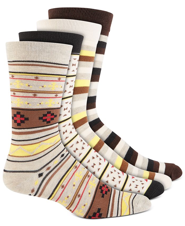 Club Room Men's Printed Crew Socks 4 pk., Created for Macy's Macy's