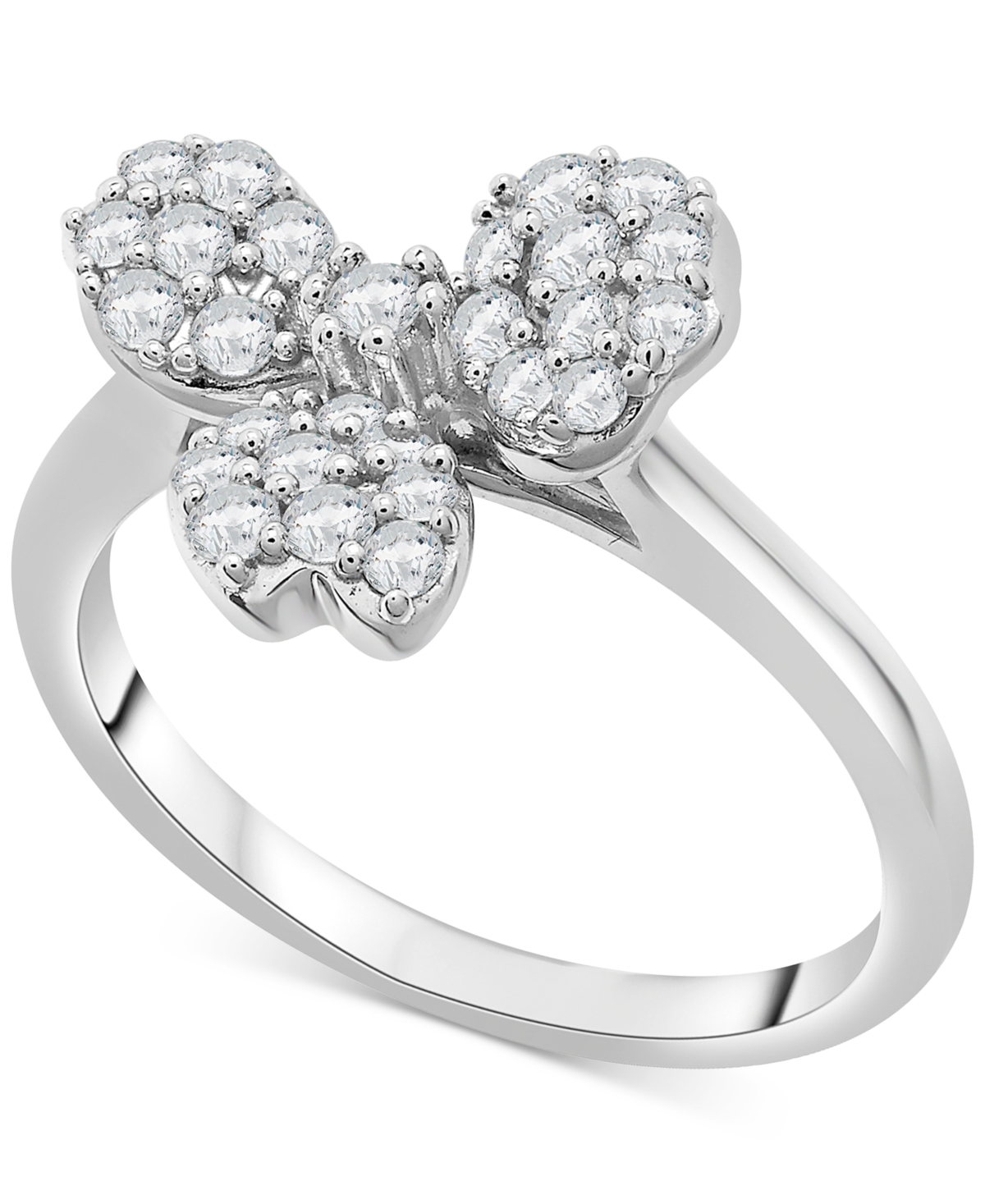 Wrapped In Love Diamond Cluster Clover Ring (1/2 Ct. T.w.) In 14k White Gold, Created For Macy's
