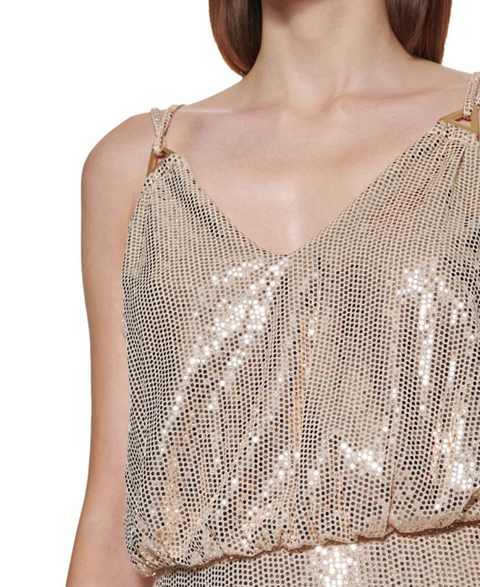 Calvin klein metallic blouson gown discount