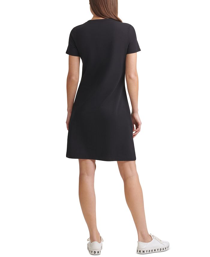 Dkny Womens Cotton Logo T Shirt Dress Blue Size X Large main image 1