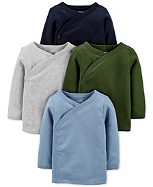 Baby Boys 4-Pack Long-Sleeve Side-Snap Cotton Tops