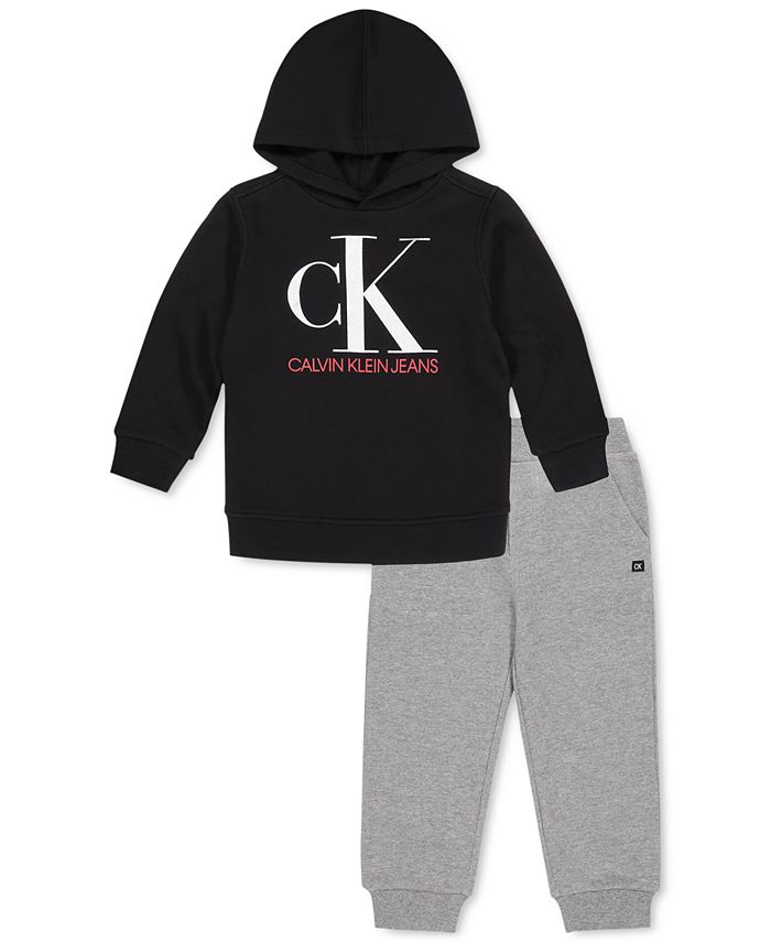 Calvin Klein Baby Boys 2-Pc. Fleece Logo Hoodie & Pants Set - Macy's