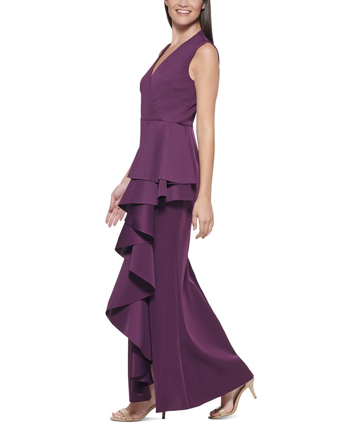 eliza j cascading ruffle gown