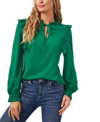 cece ruffled tie neck blouse