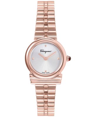 Ferragamo - Women's Swiss Gancini Rose Gold Ion Plated Bracelet Watch 23mm