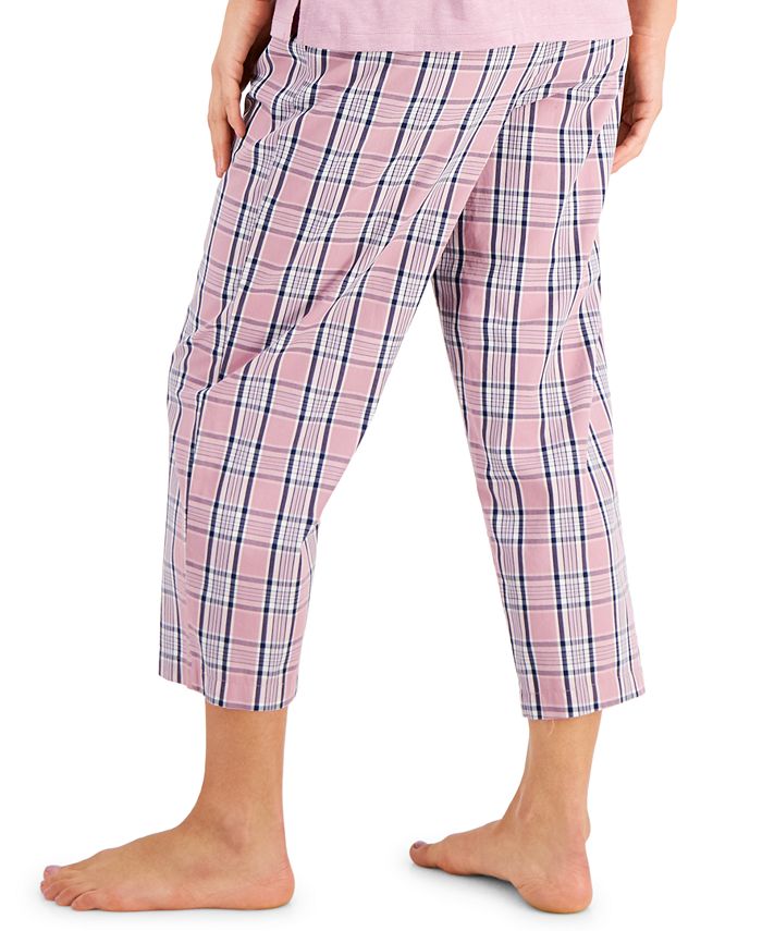 Charter Club Everyday Cotton Woven Plaid Capri Pajama Pants